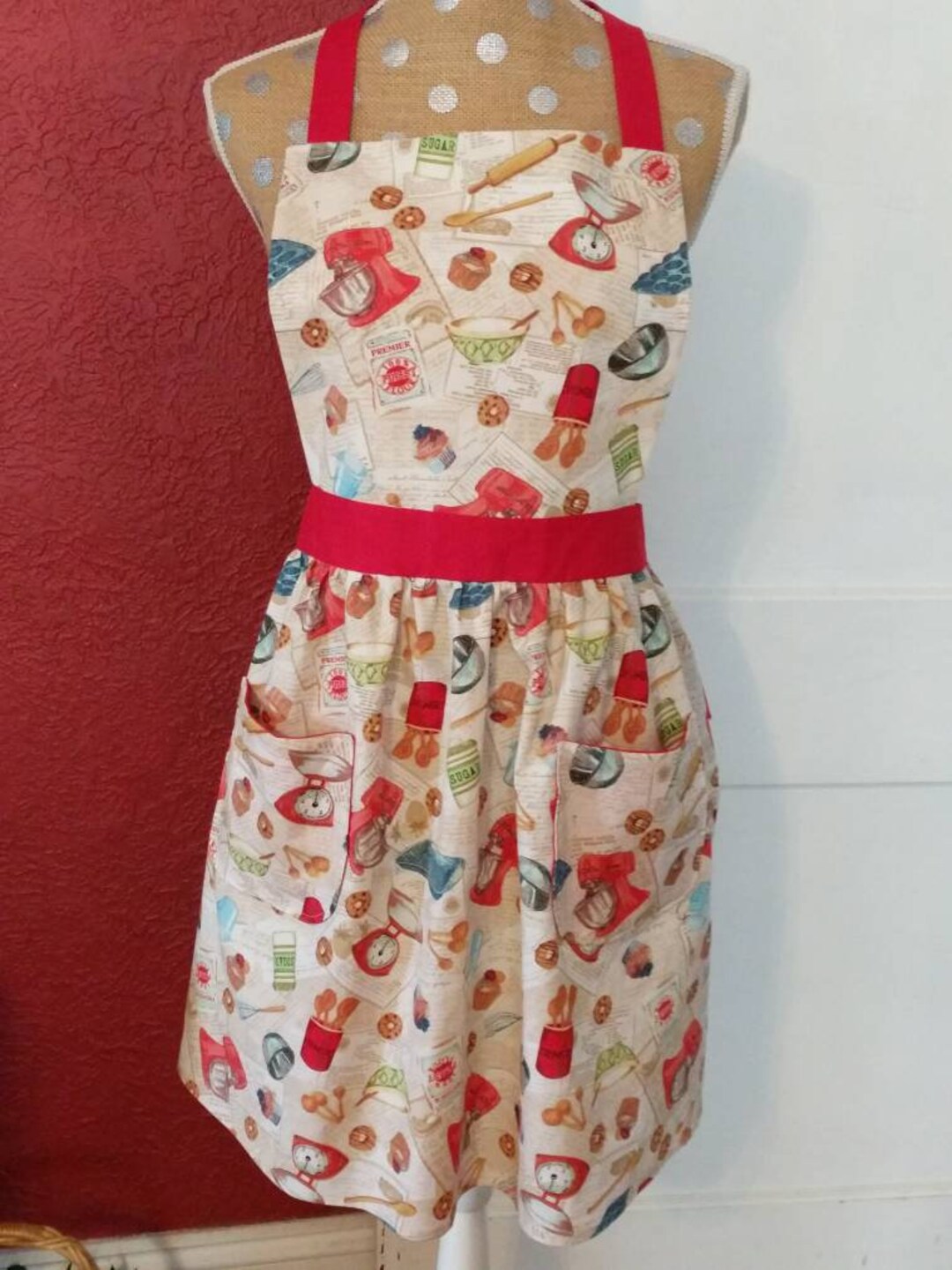 LADIES KITCHEN GADGETS Apron 2 Lined Pockets and Lined Bib Etsy