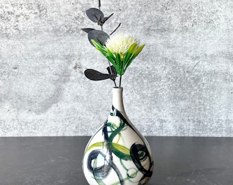 Handmade Porcelain Vase with Abstract Design