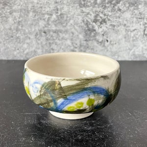 Handmade Porcelain Dipping Bowl with Modern Graphic Design image 6
