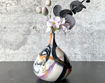 Handmade Porcelain Vase with Abstract Design