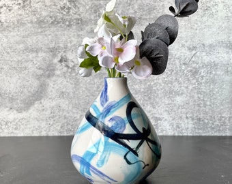Handmade Porcelain Vase with Abstract Design