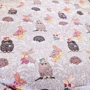 Woodland Animals Jersey Knit Fabric Cotton Spandex By the Yard