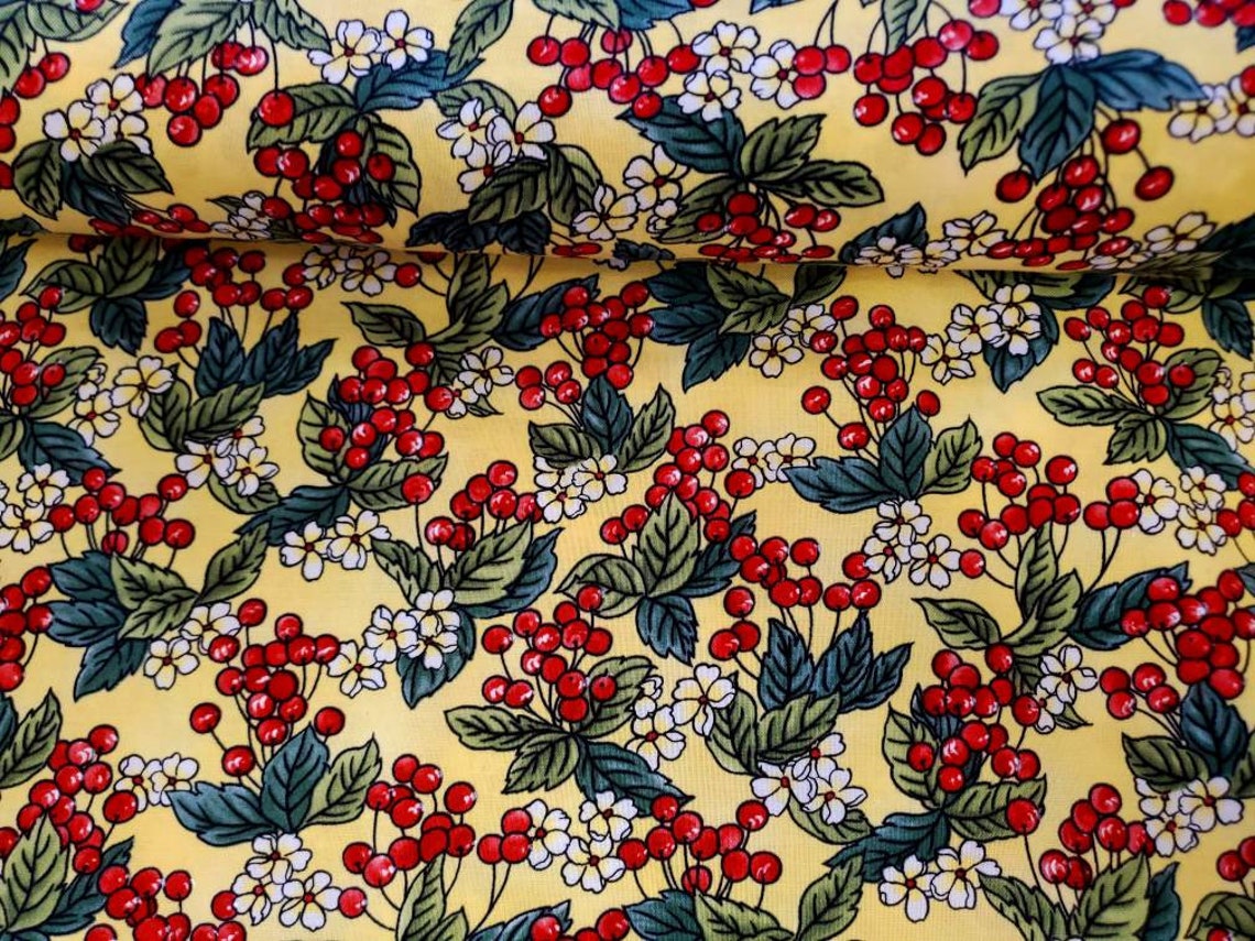 Berries and Vines Cotton Fabric Blank Quilting By the Yard Etsy