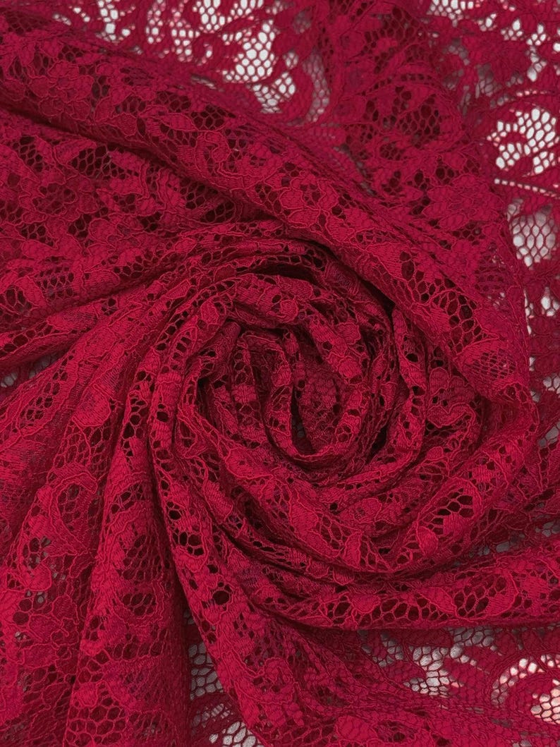 Red Lace Fabric Apparel Netting Floral Scallop Edge by the Yard - Etsy