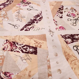 Haberdashery Sewing Beige  Floral Scissors Windham Panel 23 by 44