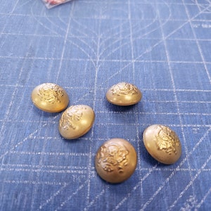 5 Suit  Buttons Metal Sew On 3/4  Inch Goldtone Seventies