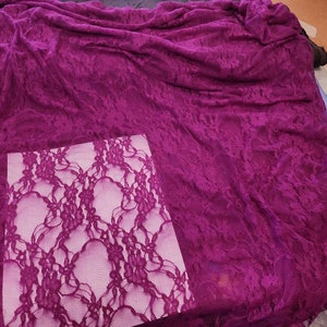 Purple Lace  Fabric Apparel Floral Lightweight Netting By the Yard