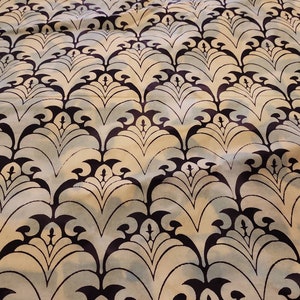 Damask  Printed on Tie Dye Cotton Fabric Green  Made In African By the Yard