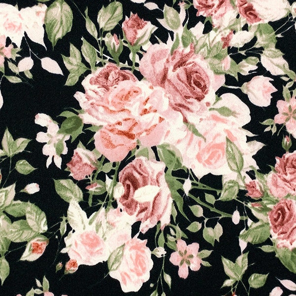 Summer Rose  Bouquet Floral Techno Double  Knit Floral Fabric Apparel By the Yard