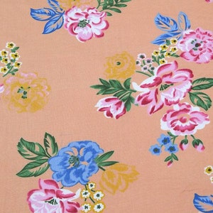 Rose Rayon Floral Challis Fabric Apparel Peach By the Yard