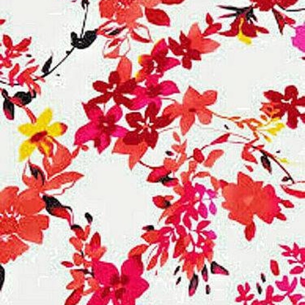 Satin Back Shantung Bright Floral Apparel Fabric Polyester By the Yard