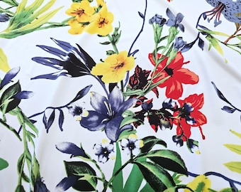 Lily Knit Floral Fabric Rayon Polyester Spandex Apparel By the Yard