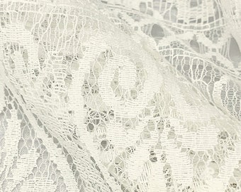 Ivory  Lace Fabric Apparel Floral Medallion Heart Special Occasion By the Yard