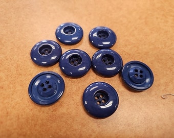 8 Navy Blue   Buttons Plastic Sew On 1 Inch Molded