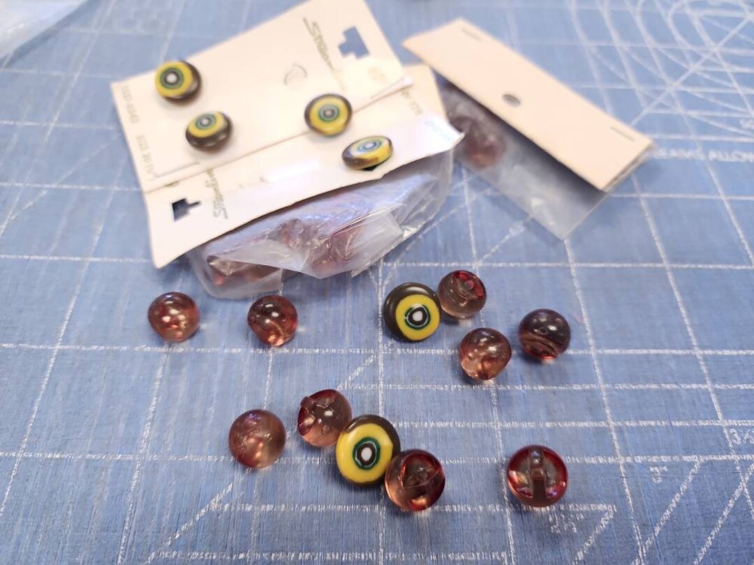 24 Buttons Lot Brown Clear Colors Abstract Circlesunused - Etsy