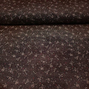 Floral Sprig Cotton Fabric Apparel Reversable Black By the Yard