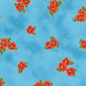 Poppy Hill  Floral Sky Cotton Fabric Robert Kaufman By the Yard