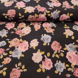Floral Suiting Double Knit Apparel Fabric Rose Flower  By the Yard