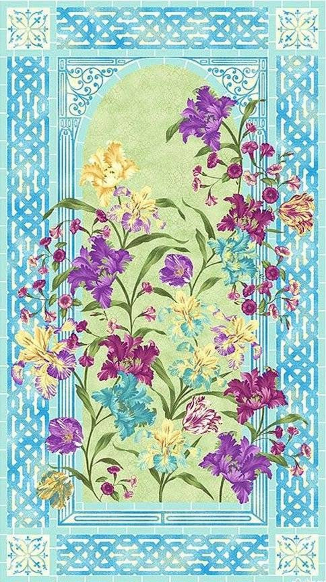 Garden Rendez Vous Iris Cotton Fabric Spring Paintbrush Studios by the