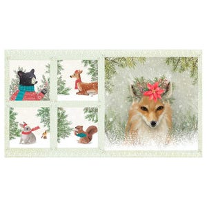 Enchanted Forest Deer Christmas Fabric  Clothworks By the Panel
