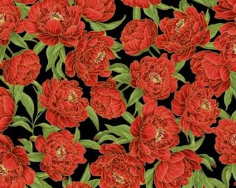 Lotus Garden Cotton Fabric Chong-a Hwang Timeless Treasures  Metallic By the Yard