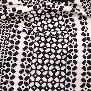 Border Double  Knit Geometric Fabric Apparel Off White Black By the Yard