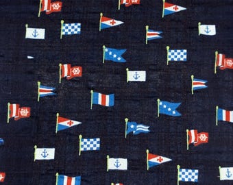 Blue Ship Flags Seersucker Fabric Robert Kaufman By the Yard