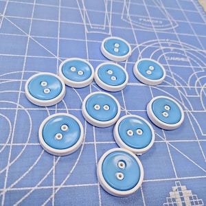 8  Vintage  Buttons Plastic Mod Sixties Blue
