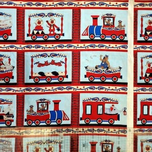 Circus Train Blocks Cotton Fabric Blank Quilting By the Yard