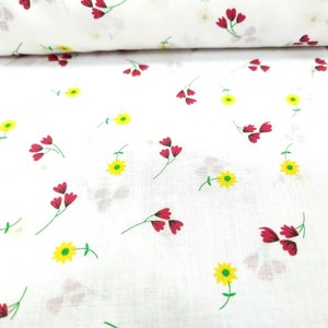 Daisy Wildflower Voile Cotton Fabric Apparel  Japanese Import By the Yard