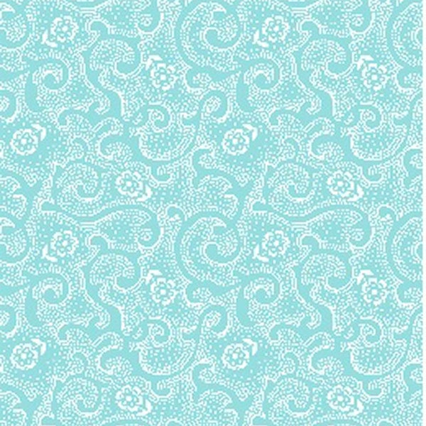 Pretty Patch Floral Cotton Fabric Fabric Editions Summer Posey Swirls Aqua