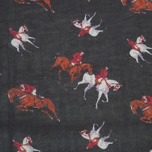 Horse Riding Chiffon Fabric Semi Sheer Black Sports  By the Yard