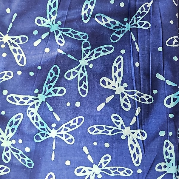 Firefly and Bugs Cotton African Batik Blue Fabric Fair Trade