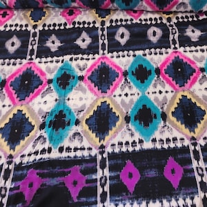 Rayon Diamond Stripe  Challis Fabric Apparel Ethnic Inspired By the Yard