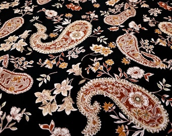 Autumn Floral Paisley Print Crepe Fabric Apparel  By the Yard