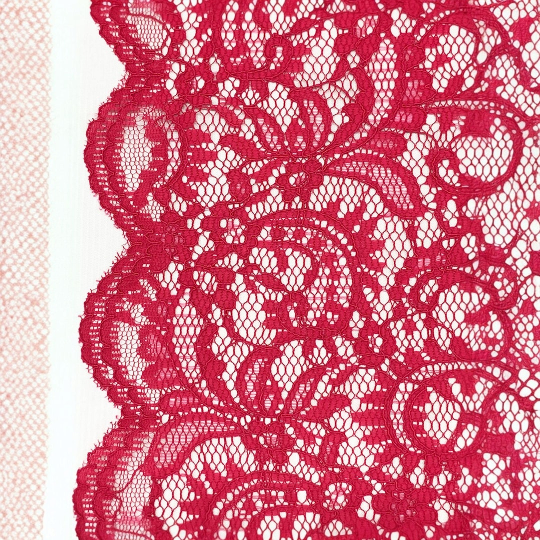Red Lace Fabric Apparel Netting Floral Scallop Edge by the Yard - Etsy