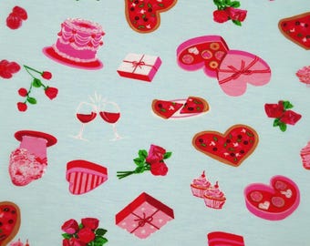 Sweet Treats Knit Fabric Apparel Valentine Cake Candy By the Yard