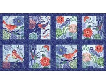Bella Blue Bell Cotton Fabric Studio e Songbirds By the Panel
