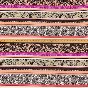 Floral Stripe Crepe Print Stripe Fabric Apparel  By the Yard