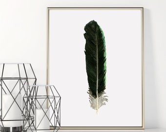 Watercolor Art, Feather Print, Nature Decor, Tribal Art, Watercolor painting, Native American Style, Art, Peacock feather, Black feather