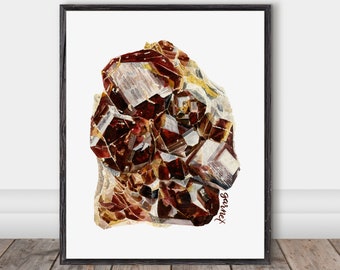 January birthstone, garnet, raw garnet, natural garnet, gemstone painting, natural gemstone, healing crystal, red crystal