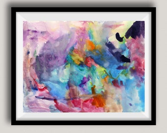Jewel  #2 Colorful Watercolor Abstract Painting, Colorful Art, Rainbow art, Modern Art, Large art, gallery wall art, inner creative art