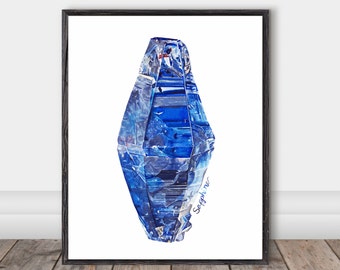 Watercolor Sapphire, September Birthstone, semiprecious Crystal, Blue gemstone, Virgo and Libra, Precious gemstone, royal, blue crystal