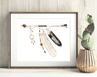 The Suarez, Native American style art, feathers and arrows