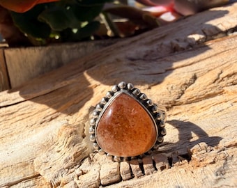 Sunstone Sterling Silver Ring - Size 8