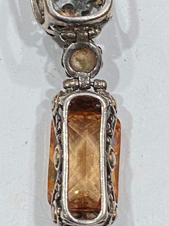 Beautiful 925 heavy vintage detailed citrine pend… - image 3