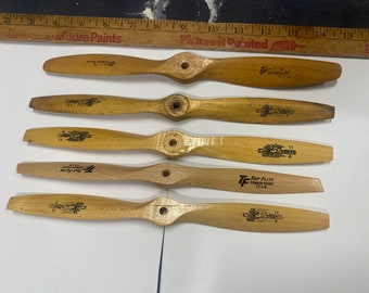 Lot of 5 11 inch wooden nos vintage model airplane propellers