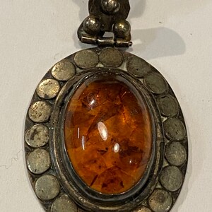 Vintage sterling silver and amber pendant image 2