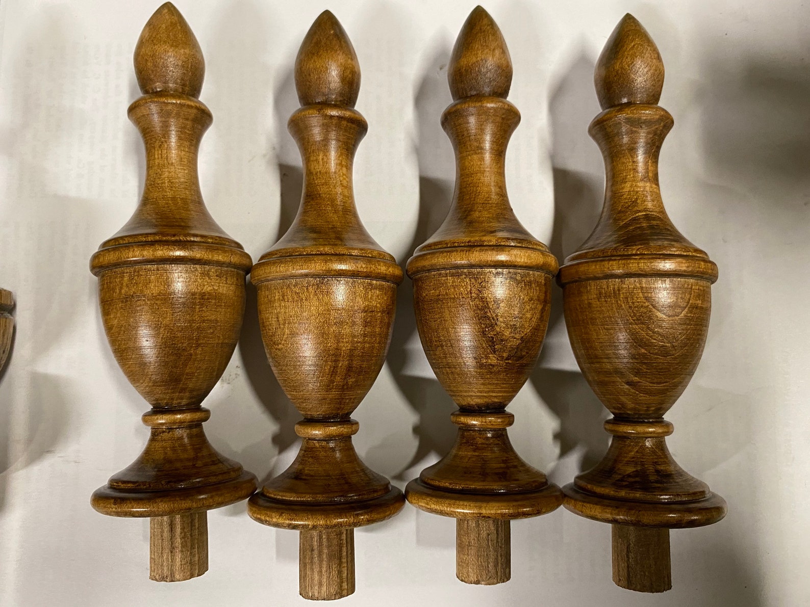 Set of 4 cherry turned wood finials 6 inch Etsy