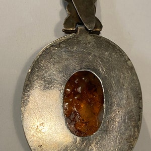 Vintage sterling silver and amber pendant image 3